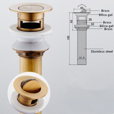 Antique Brass Pop Up Drain With Overflow AB0300A Antique Brass Pop Up Drain With Overflow AB0300A