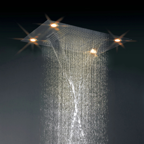 Contemporary 35 Inch Luxury Square Rainfall LED Shower Tap HN35F