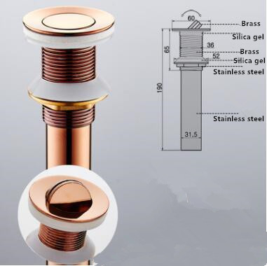 Antique Brass Rose Golden Pop Up Drain PP060R Antique Brass Rose Golden Pop Up Drain PP060R