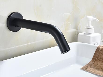 Black Wall Mount Sensor Tap Automatic Hands Touch Sensor Bathroom Sink Tap T0170B