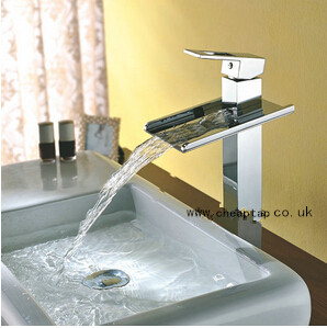 Solid Brass Contemporary Waterfall Single Handle Bathroom Sink Taps Chrome Finish T8004HM Solid Brass Contemporary Waterfall Single Handle Bathroom Sink Taps Chrome Finish T8004HM