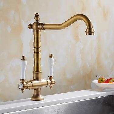 Traditional Double Handle Antique Classic Kitchen Sink Mixer Tap TA0265