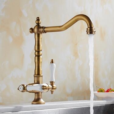 Traditional Double Handle Antique Classic Kitchen Sink Mixer Tap TA0265