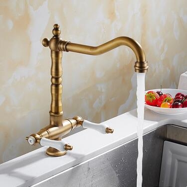 Traditional Double Handle Antique Classic Kitchen Sink Mixer Tap TA0265