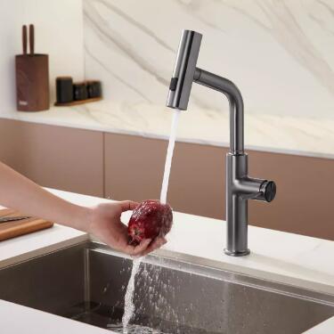 Brass Gun-Grey Finished Waterfall Spout Pull Down Kitchen Sink Tap TG0388