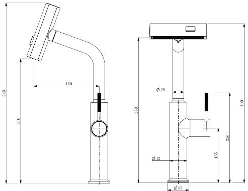 Brass Gun-Grey Finished Waterfall Spout Pull Down Kitchen Sink Tap TG0388