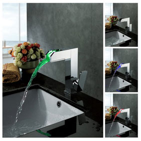 Contemporary Color Changing LED Bathroom Sink Tap - T8005-3 Contemporary Color Changing LED Bathroom Sink Tap - T8005-3